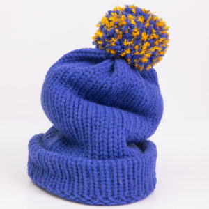 violet bleu-pompon jaune