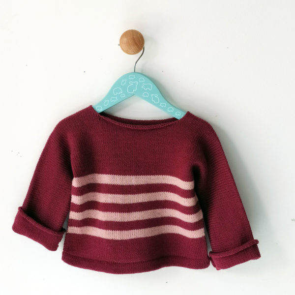 pull enfant 1 an rose-rose clair tricoté avec un mélabge de laine, tient bien chaud pour l'hiver.