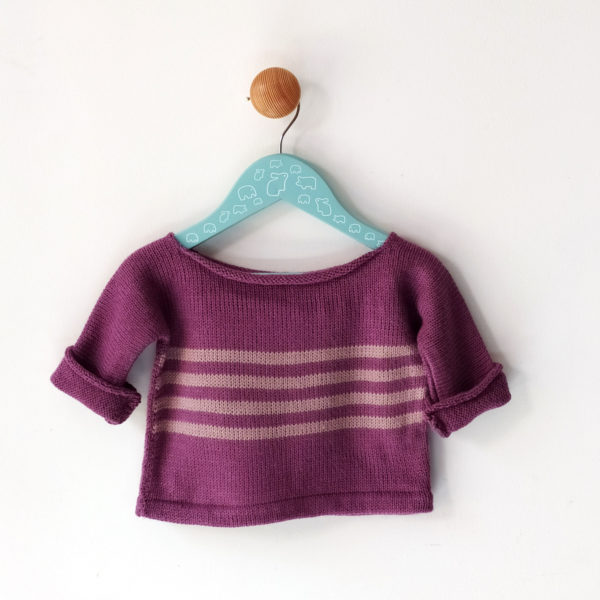 pull enfant 12 mois violet-vieux rose original et graphique.