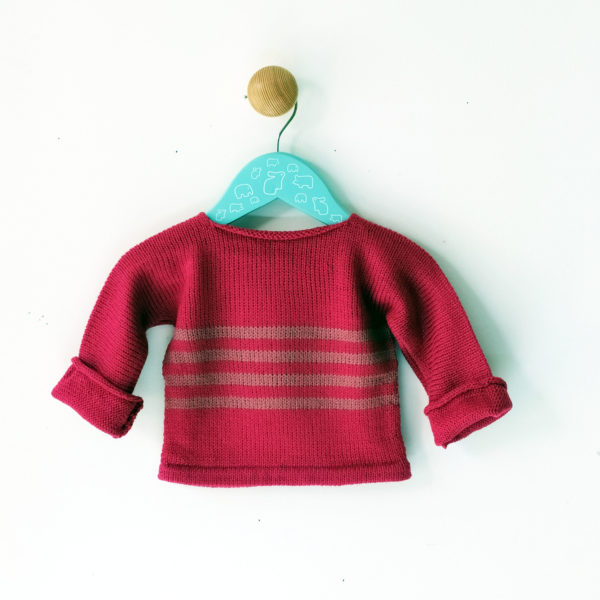 pull 3 mois rose-vieux rose tricoté en jersey dans les Hauts-de-France.
